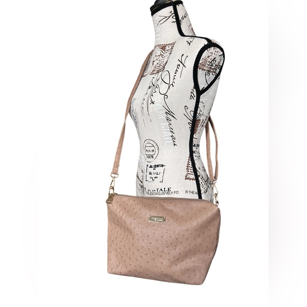 Bebe Three Piece Faux Ostrich Leather Tote, Purse and Wristlet - Picture 5 of 11